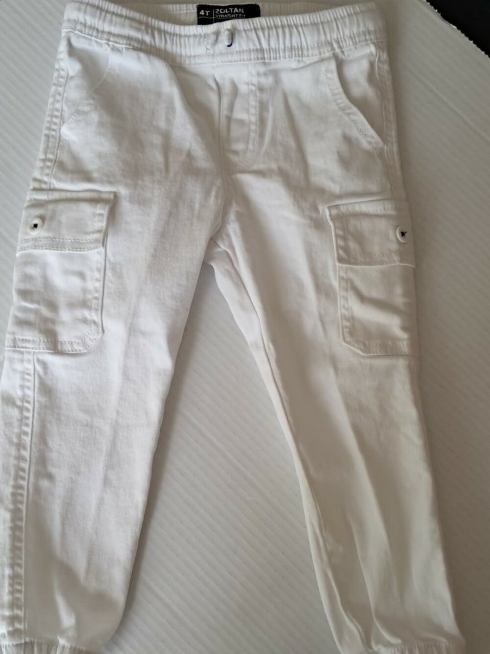 Kids White Cargo Pants Straight Fit Size 4T